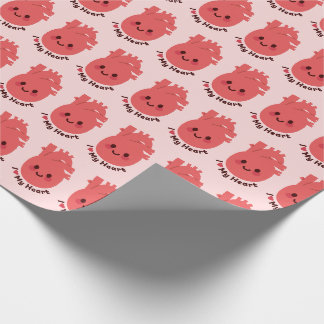 Ich Liebe mein Herz - Niedlich lächelndes Herz Geschenkpapier