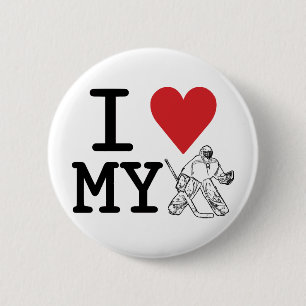 Ich Liebe mein Hockey Goalie Button