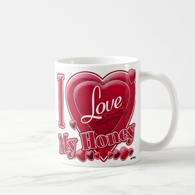 Ich Liebe mein Honig rot - Herz Kaffeetasse (Rechts)