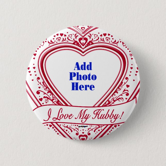 Ich Liebe mein Hubby! Foto Red Hearts Button (Vorderseite)