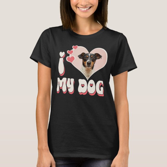 Ich Liebe mein Hund benutzerdefiniert schwarz T-Shirt (Vorderseite)
