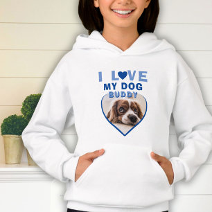 Ich Liebe mein Hund Blue Heart Foto Pet Name Hoodie