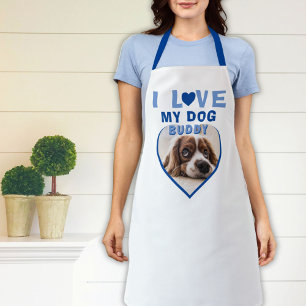 Ich Liebe mein Hund Blue Heart Foto Pet Name Schürze