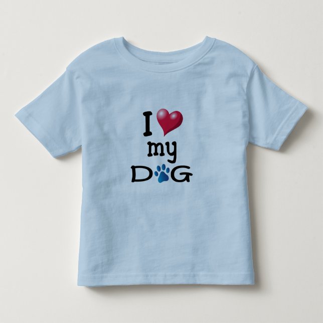 Ich Liebe mein Hund Blue Paw Kleinkind T-shirt (Vorderseite)