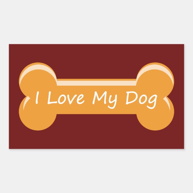 Ich Liebe mein Hund | Dog Bone Rechteckiger Aufkleber (Vorderseite)