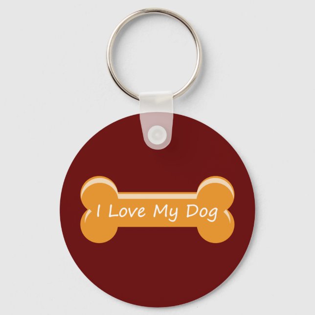Ich Liebe mein Hund | Dog Bone Schlüsselanhänger (Vorderseite)