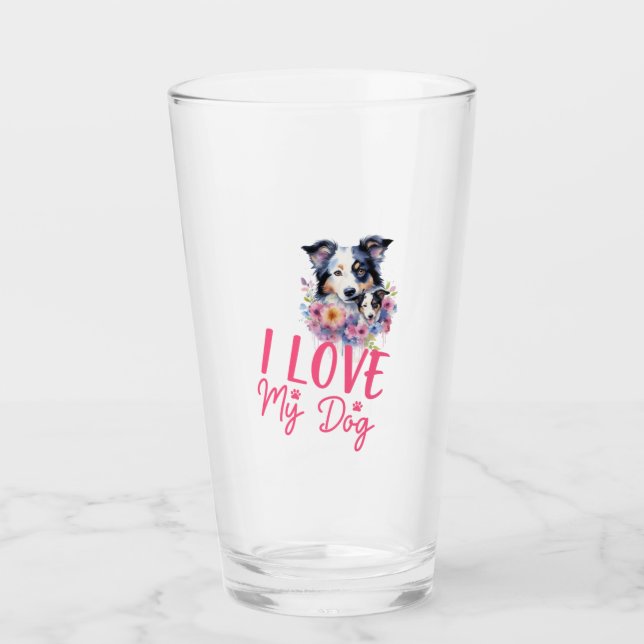 Ich Liebe mein Hund Glas (Vorderseite)