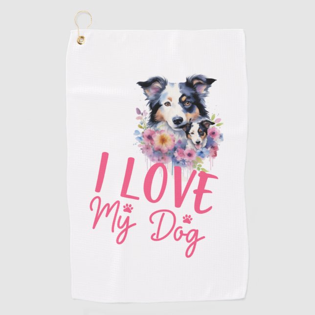 Ich Liebe mein Hund Golfhandtuch (Vorderseite)