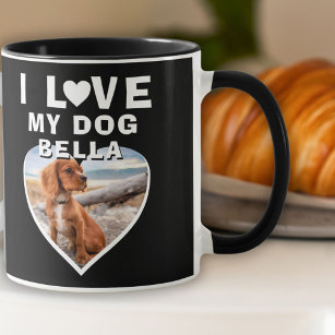Ich Liebe mein Hund Herz Foto Hund Name Schwarz Tasse