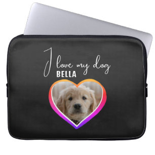 Ich Liebe mein Hund Herz Foto Pet Name Laptopschutzhülle