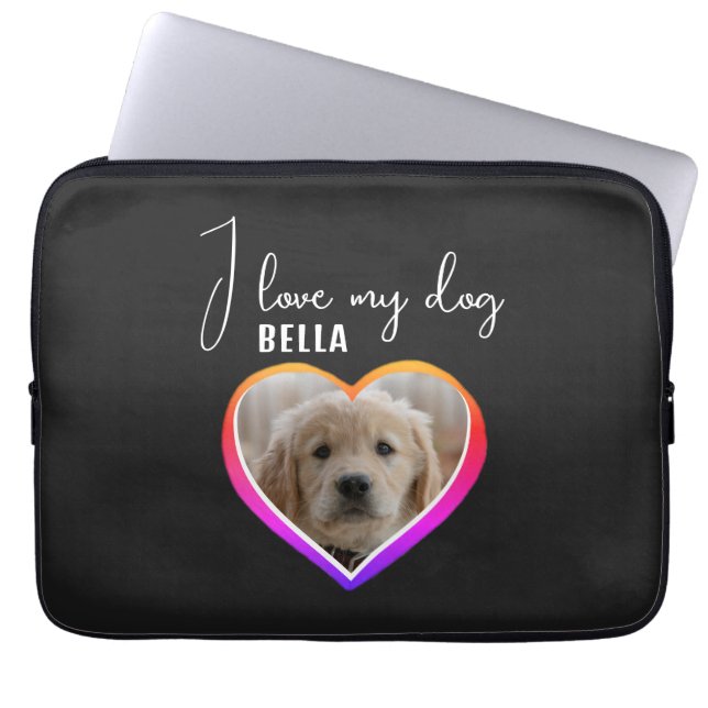 Ich Liebe mein Hund Herz Foto Pet Name Laptopschutzhülle (Vorderseite)