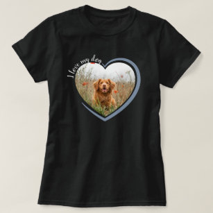 Ich Liebe mein Hund Herz Foto Schwarz T-Shirt