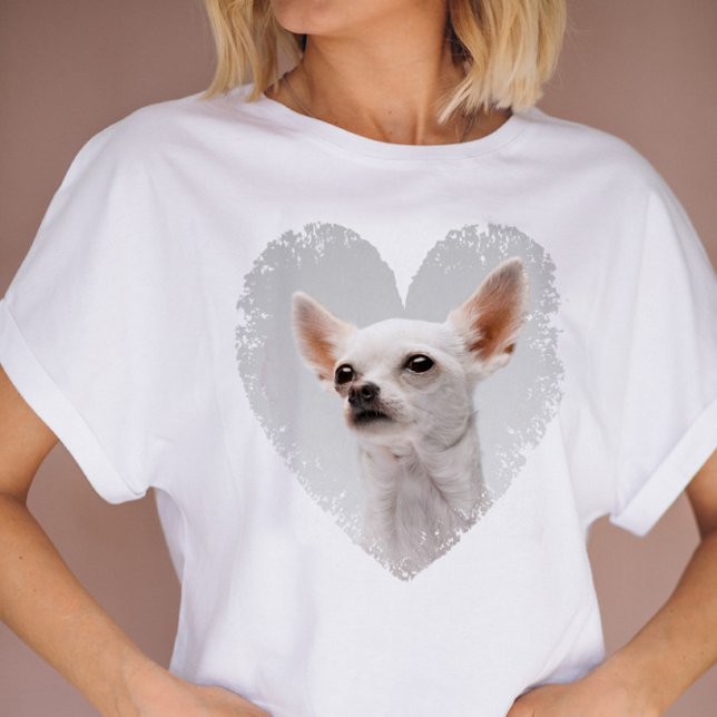 Ich Liebe mein Hund Herz Foto T-Shirt (Von Creator hochgeladen)