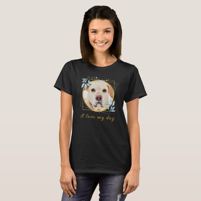 Ich Liebe mein Hund Herz Foto trendy T-Shirt (Vorne ganz)