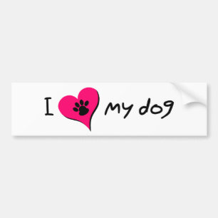 Ich Liebe mein Hund Niedliche Paw Print on Heart Autoaufkleber