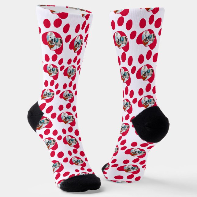 Ich Liebe mein Hund Paw Personalisiert Foto Socken (Gewinkelt)