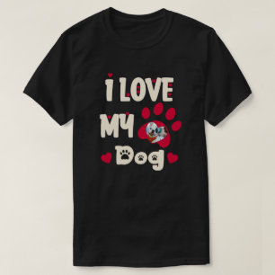 Ich Liebe mein Hund Paw Personalisiert Foto T-Shirt