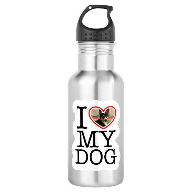 Ich Liebe mein Hund Personalisiert Edelstahlflasche (Vorderseite)
