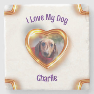 Ich Liebe mein Hund Pet leuchten Herz Steinuntersetzer