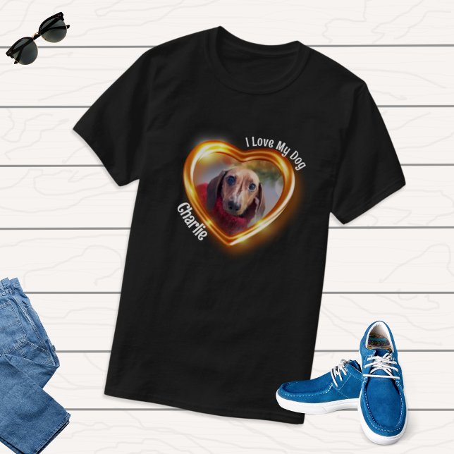 Ich Liebe mein Hund Pet leuchten Herz T-Shirt (Von Creator hochgeladen)