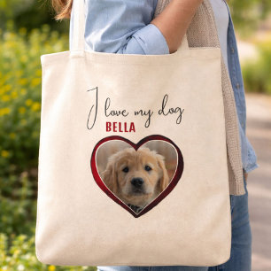 Ich Liebe mein Hund Red Heart Pet Foto Name Tragetasche