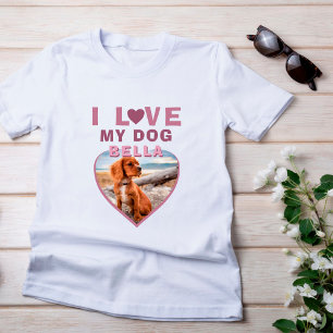 Ich Liebe mein Hund rosa Herz Foto Hund Name T-Shirt