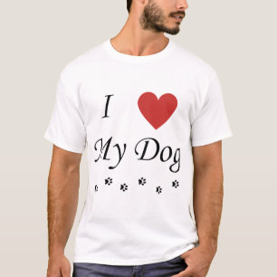 Ich Liebe mein Hund Text und Herz T-Shirt