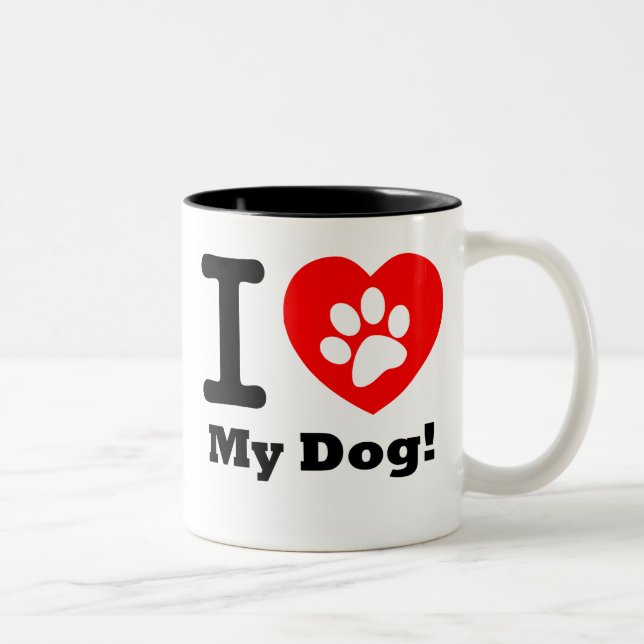 Ich Liebe mein Hund Zweifarbige Tasse (Rechts)