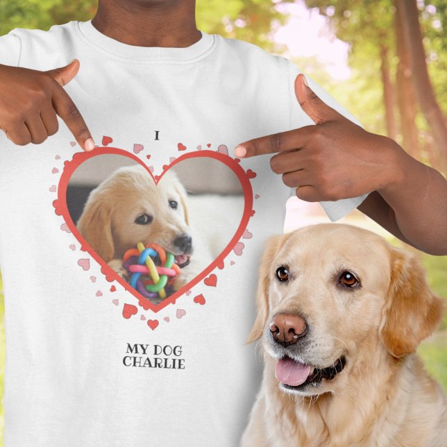 Ich Liebe Mein Hundeherz mit Foto und Name des Tie T-Shirt (Von Creator hochgeladen)