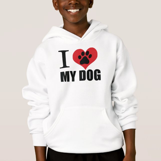 Ich Liebe mein Hundeschwerfer Kissen Hoodie (Vorderseite)