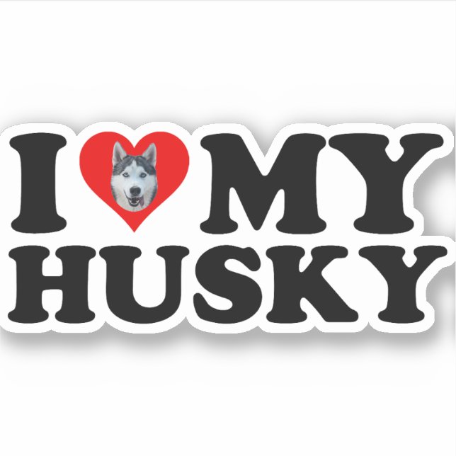 Ich Liebe mein Husky Aufkleber (Vorderseite)