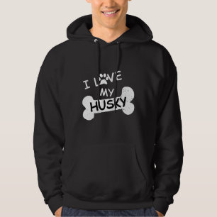 Ich Liebe mein Husky für Hund Paw Print Husky Hoodie