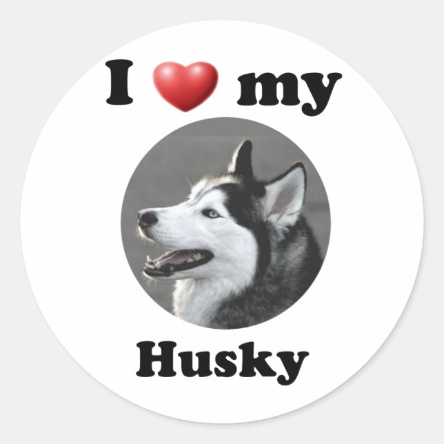 Ich Liebe mein Husky Runder Aufkleber (Vorderseite)