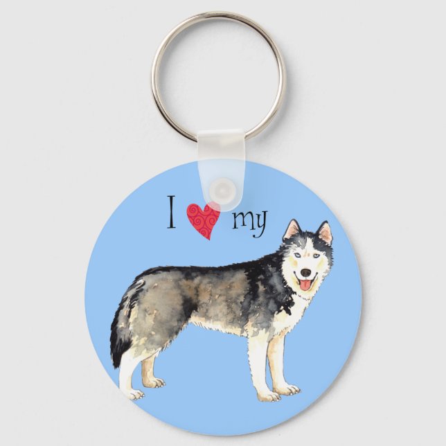 Ich Liebe mein Husky Schlüsselanhänger (Vorderseite)