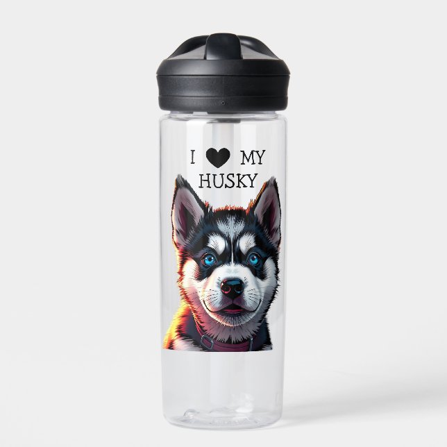 Ich Liebe mein Husky Trinkflasche (Vorderseite)