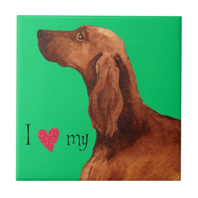 Ich Liebe mein irisches Setter Fliese (Vorderseite)