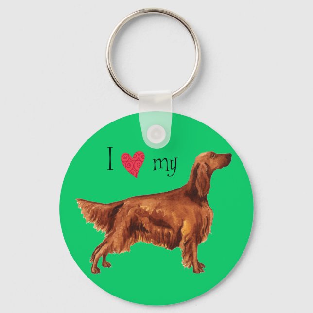 Ich Liebe mein irisches Setter Schlüsselanhänger (Vorderseite)