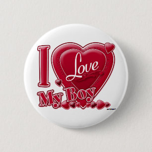 Ich Liebe Mein Junge rot - Herz Button
