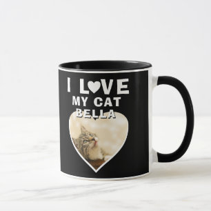 Ich liebe mein Katzenherz-Foto Katzenname Schwarz  Tasse
