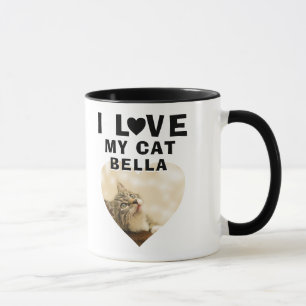 Ich liebe mein Katzenherz Foto Katzenname Tasse