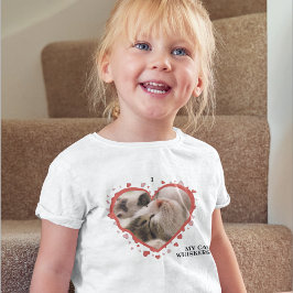 Ich Liebe mein Katzenherz mit Foto und Name Weiß Kleinkind T-shirt