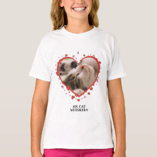 Ich Liebe mein Katzenherz mit Foto und Name Weiß T-Shirt