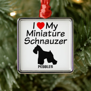 Ich Liebe mein kleiner Schnauzer Hund Ornament Aus Metall