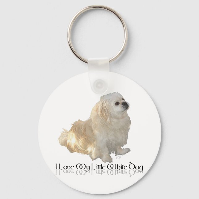 Ich Liebe mein kleiner weißer Hund - Pekingese ! Schlüsselanhänger (Vorderseite)