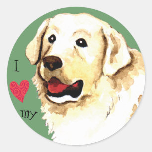 Ich Liebe mein Kuvasz Runder Aufkleber