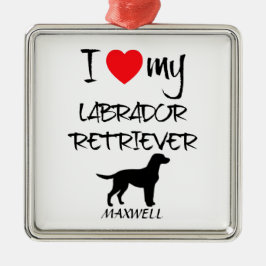 Ich Liebe mein Labrador Retriever Hund Silbernes Ornament