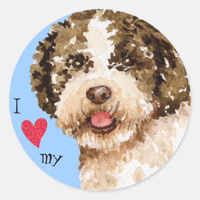 Ich Liebe mein Lagotto Runder Aufkleber (Vorderseite)