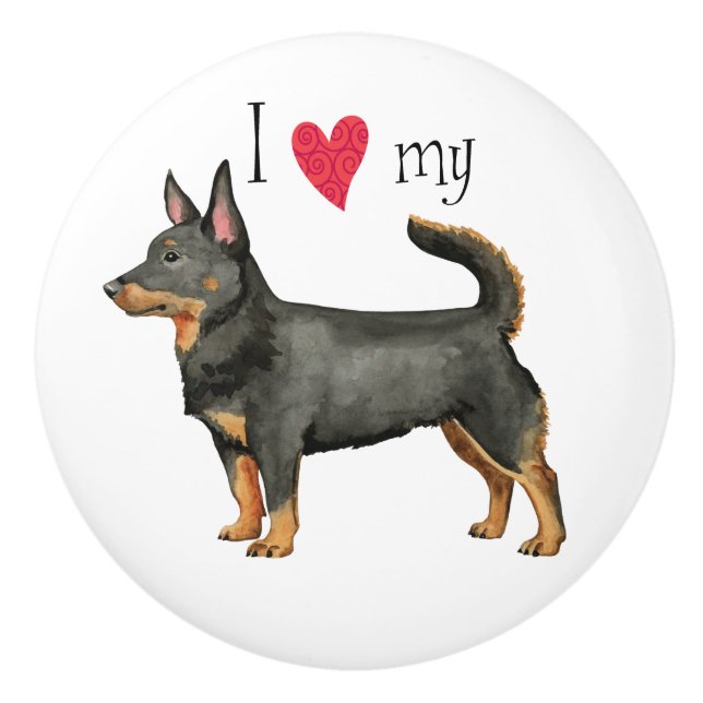 Ich Liebe mein Lancashire Heeler Keramikknauf (Vorderseite)
