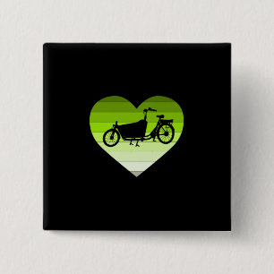 Ich liebe mein Lastenfahrrad- Green Retro Heart Button