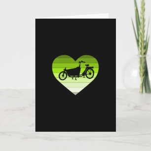 Ich liebe mein Lastenfahrrad - Grünes Retro-Herz Karte